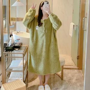 Nachtkleding voor dames Jurkontwerp Slaapbodem Warme dressing Wintermaat Damesjurken Zacht Grote nachtjapon Pyjama Slapen Koreaanse trui Lang