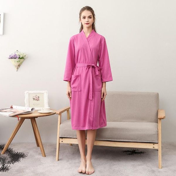 Ropa de dormir para mujer Batas para mujeres Algodón absorbente Novedad Batas Albornoz Sólido Kimono Robe Baño femenino con cinturón M XL 3XL