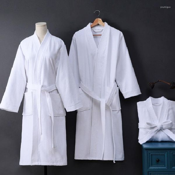Vêtements de nuit pour femmes El coton couleur unie velours peignoirs Robe unisexe blanc pyjamas Sauna vêtements doux maison robes de chambre