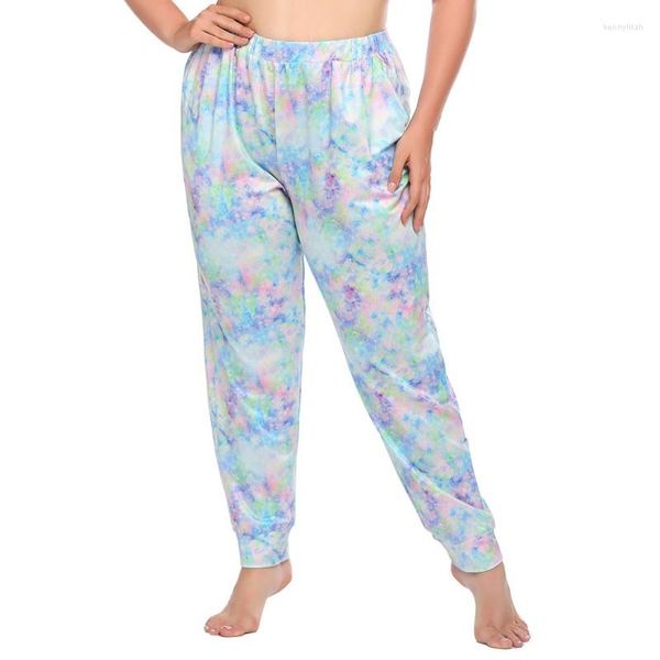 Ropa de dormir para mujer Pantalones de pijama holgados y cómodos con estampado Tie-Dye europeo y americano de talla grande