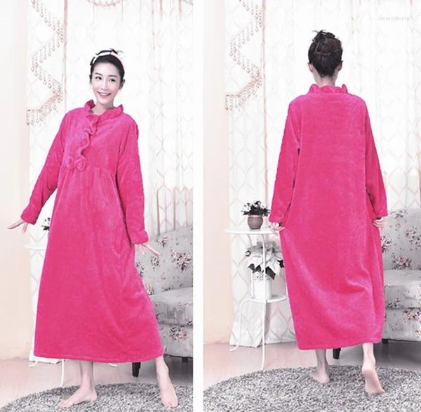 Ropa de dormir para mujer, camisón de exposición, ropa de dormir cálida para invierno, vestido para casa, camisón de terciopelo para mujer, lencería de princesa rosa púrpura