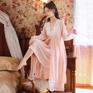 Vêtements de nuit pour femmes Fée Nuit Robe Maille Robe Ensembles Femmes Vintage Sexy Dentelle Robe Victorienne Robes De Mariée 2 Pièces Vêtements De Nuit Princesse