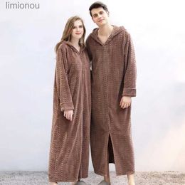 Dames Nachtkleding Herfst Winter Nachtjapon Rits Badjas Heren Nachtjapon Met Capuchon Koppels Pyjama Flanel Lange Nachthemd Nachtkleding Dames NachtkledingC24319