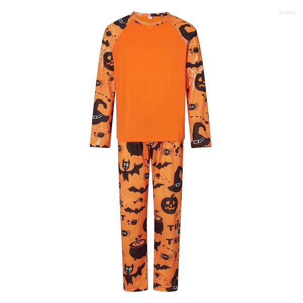 Vêtements de nuit pour femmes, ensemble pyjama assorti pour Halloween, imprimé fantôme, pull à manches longues, pantalon, 2 pièces, ensembles de vacances