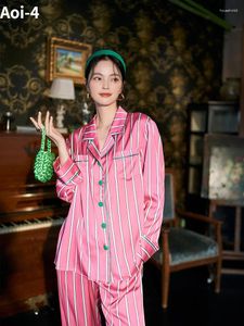 Dames slaapkleding mode ijs zijden pyjama's 2024 lente herfst lange mouw broek 2-delige set voor buitenkleding thuiskleding