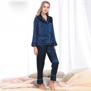 Vêtements de nuit pour femmes mode femmes ensembles de pyjama été Faux soie dames soyeux pyjamas pantalon ensemble femme sommeil salon femme