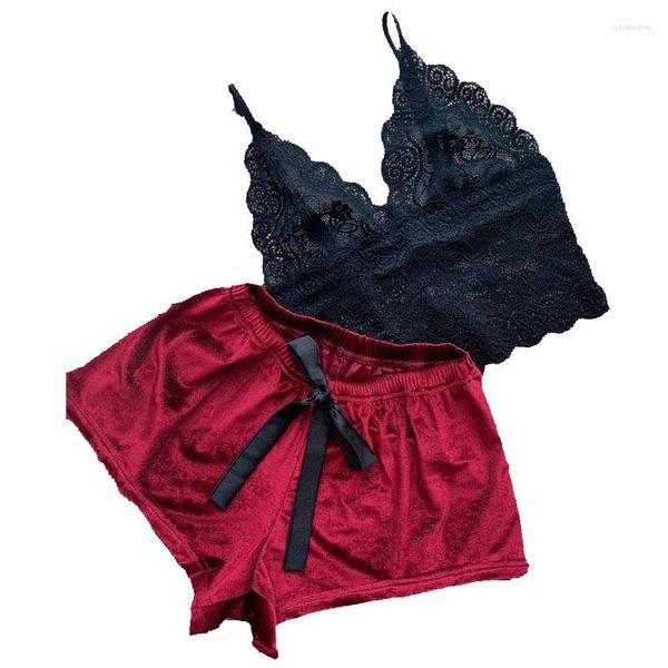 Ropa de dormir para mujer Conjunto de sujetador de encaje sexy para mujer Conjunto de espalda hermosa Ropa interior divertida americana europea de moda y cómoda