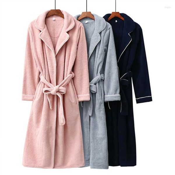 Vêtements de nuit pour femmes Fdfklak flanelle hiver peignoirs pour femmes à manches longues corail polaire Robes épais chaud printemps Couple Pijama Ropa Mujer