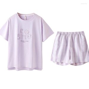 Vêtements de nuit pour femmes Fdfklak coréen pyjamas été à manches courtes shorts costume jeune femme vêtements de maison coton pijamas feminino ensemble