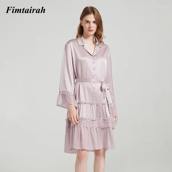 Ropa de dormir para mujeres Fimtairah 6a Mulberry Silk Pajama Jets Women Clama noble Pajamas Mujer Red Nightdress Pijama Sexy Nighty