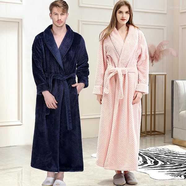 Pyjama Femme Flanelle Femme Peignoir Hiver Épais Chaud Dames Homewear Col Rabattu Polaire Solide Manches Longues Robe de Chambre Pour