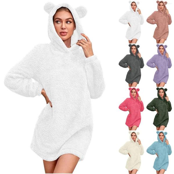 Ropa de dormir para mujeres Fleece de oso espeso túnicas de pajas de invierno