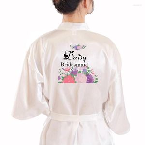 Vêtements de nuit pour femmes imprimé fleur mariée demoiselle d'honneur Robe de mariée équipe femmes Satin soyeux Kimono peignoir Robe Robe