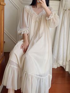Vêtements de nuit pour femmes Français Fairy Mist Mesh Nightdress Femmes Pure Coton Robe Princesse Volants Robe Printemps Romantique Victorienne Nightgowns