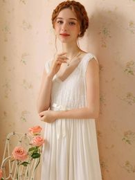 Vêtements de nuit pour femmes français vintage sans manches chemise de nuit douce princesse modal pyjamas chemise de nuit dames été fée victorienne vêtements de nuit