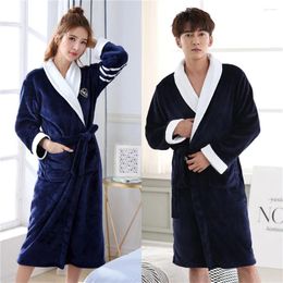 Vêtements de nuit pour femmes, manches longues, lingerie intime longue avec ceinture, robe de chambre en molleton de corail, peignoir kimono pour couple doux