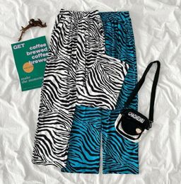 Dames slaapkleding Plezier Zebra Patroon Gedrukt Casual broek Vrouwen Pyjama's De zomer losse Wild Wild High Taisted Wide-Leg Trendy Sports