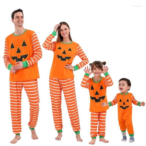 Vêtements de nuit pour femmes Happy Halloween Pyjamas Party Famille Pyjamas assortis Ensemble mère père enfants costume bébé barboteuses pyjamas amples décontractés