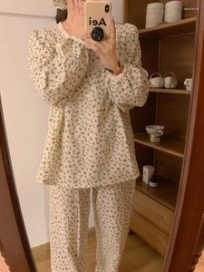 Vrouwen Nachtkleding Thuis Leuke Kersen Kant Herfst Pyjama Set Met Lange Mouwen Vrouwen Zachte Koreaanse Elegant Casual) Comfortabele Prinses Ins