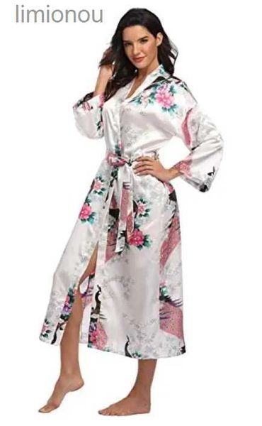 Ropa de dormir para mujer, gran oferta, bata de baño tipo kimono de satén negro de verano para mujer, bata de novia para dama de honor, bata de boda, vestido sexy con flores, ropa de dormir larga M-3XLC24319