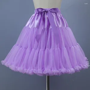 Vêtements de nuit pour femmes japonais Gyaru violet doux voile sous-jupe sans cadre Costume Lolita à volants jupon court Tutu Cosplay jupe gonflée