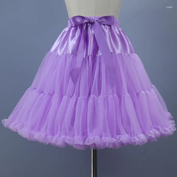 Vêtements de nuit pour femmes japonais Gyaru violet doux voile sous-jupe sans cadre Costume Lolita à volants jupon court Tutu Cosplay jupe gonflée