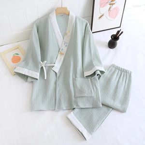 Vêtements de nuit pour femmes Pyjamas japonais pour femmes Printemps Automne Été Coton 2024 Kimono Accueil Vêtements Imprimer Pijamas Vêtements de nuit Homewear