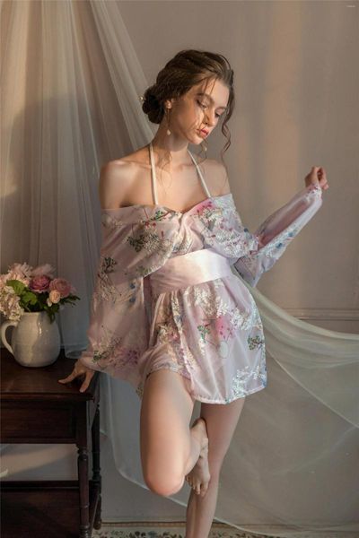 Ropa de dormir para mujer, bata de seda japonesa, kimonos, abrigo, disfraces sexys para Cosplay, traje de kimono tentador, albornoz Yukata, conjuntos eróticos