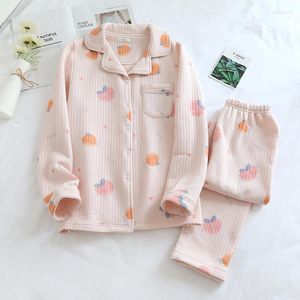 Ropa de dormir para mujer, estilo japonés, otoño e invierno, pijama de aire de algodón puro para mujer, traje grueso de tres capas, servicio doméstico fino