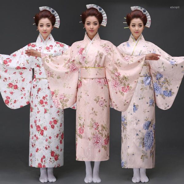 Ropa de dormir para mujer, kimono tradicional japonés, vestido formal largo, flor de cerezo, Yukata, ropa asiática
