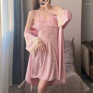 Vrouwen Nachtkleding Jxgarb Ontwerp 2024 Ijs-Zijde Robe Gown Pijamas Sets Wedding Bridals Kamerjassen Sexy Lingerie Set