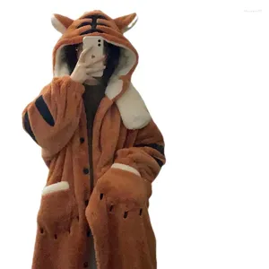 Vêtements de nuit pour femmes Kawaii Tiger Animal Chemise de nuit Femmes Hiver Peignoir chaud Anime Cosplay Pyjamas Mignon Dessin animé Homewear Longue Chemise de nuit