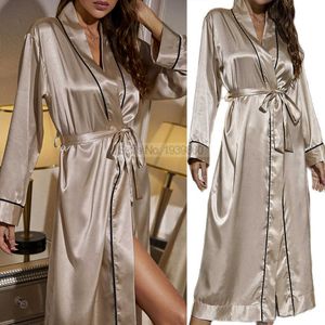 Vêtements de nuit pour femmes Kimono Robe de bain Vêtements de nuit Satin Robe ultra longue pour femmes Peignoir décontracté avec ceinture Chemise de nuit d'été Robe de soirée de mariage T221008