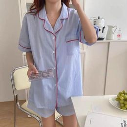 Vêtements de nuit pour femmes Chambre coréenne Pyjamas pour femmes Pyjamas Lâche Pijamas Costumes Avec Short Deux Pièces Ensemble D'été Doux Casual Costume À La Maison