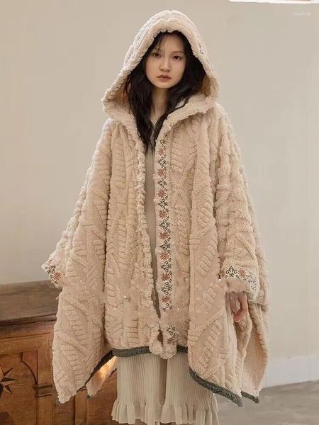 Vêtements de nuit pour femmes Style coréen Cape Robes Femmes Chaud Automne Hiver Épais Mignon À Capuchon Doux Confortable Nuit Maison Vêtements Homewear