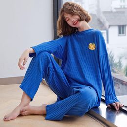 Vêtements de nuit pour femmes Version coréenne Pyjama d'avocat Printemps et automne Manches longues Pur coton Plus Fat Taille MM Femmes Lâche Grande Enceinte Wo