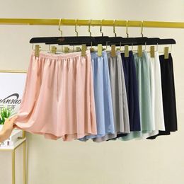 Vêtements de nuit pour femmes coréennes femmes été mince taille fraîche solide confortable glace élastique sommeil pyjama 2024 bas de soie shorts femme