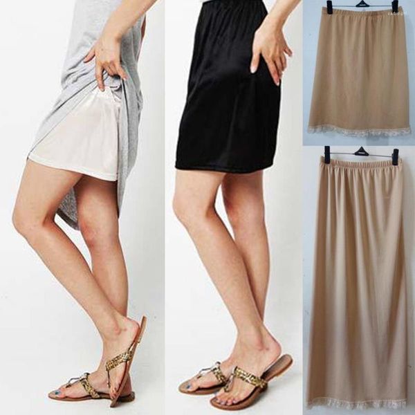 Vêtements de nuit pour femmes dames taille élastique demi-jupe jupon court slip femme solide lisse robe intime banlieue bureau femme anti-vide