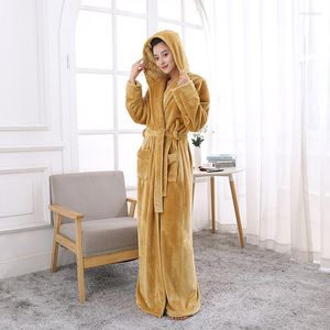 Vêtements de nuit pour femmes dames luxe chaud doux pleine longueur peignoirs à capuche robes de chambre robe de chambre pour femmes épais Long peignoir