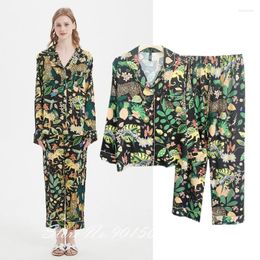 Dames Nachtkleding Dames Pyjama Pak Jungle Luipaard Dieren Print Satijn Zijdeachtig Comfortabel Homewear Voor Lente Zomer