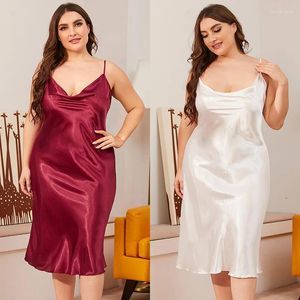 Vêtements de nuit pour femmes, grande taille, plus gros printemps et été, bretelles à col suspendu, chemise de nuit pour dames, vêtements de maison amples et confortables