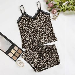 Dames slaapkleding luipaard print lingerie zijden ondergoed nachtdress pyjama's satijn pyjama vrouw femme 2022 zomer#t2