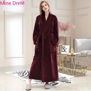 Dames slaapkleding lange flanel badjas dames winter geruit warm bad gewaad gezellige kimono gewaden kleedjurk mannen nacht voor