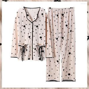 Vêtements de nuit pour femmes à manches longues 2 pièces pyjamas costume décontracté coton boutons Lingerie intime printemps automne vêtements de nuit sommeil ensemble Pijamas