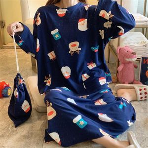 Dames Nachtkleding Nachthemd met lange mouwen Cartoon Herfst Dames Nachtjapon met ronde hals Home Service Mode Eenvoudig Hoge kwaliteit