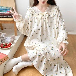 Dames nachtkleding nachthemd met lange mouwen Dames kanten bloemenprint nachtjapon Japanse stijl dunne badjas pyjama nachtkleding lingerie vestido