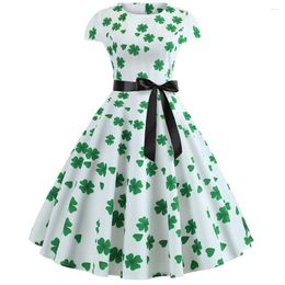 Dames nachtkleding Lange zomerjurk St. Patrick's Day Print Avondfeestjurken Dames Prom Swing Bow Zijden Slip Under