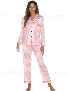Nachtkleding voor dames, lange broek, pyjama voor dames, huiskleding, pak, meerdere kleuren, satijnen vest, overhemd, tops, met lange broek, Pijamas De Mujer T231223