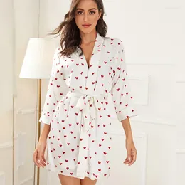 Vêtements de nuit pour femmes LOPNT Amour Impression Pyjamas Sexy Satin Lingerie Ceinture Une Pièce Robes Féminines Vêtements De Nuit Femmes Robe De Nuit Robes