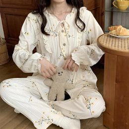 Lounge de vêtements de nuit pour femmes fdfklak manche d'automne porter pyjamas sleewear femme costume tricot imprimé coton coton féminin de loisirs longues longues